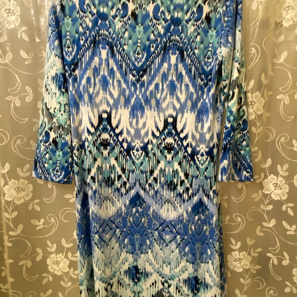 Designer Jean-Pierre Klifa Paris 3/4 Sleeve Stunning Blue Dress